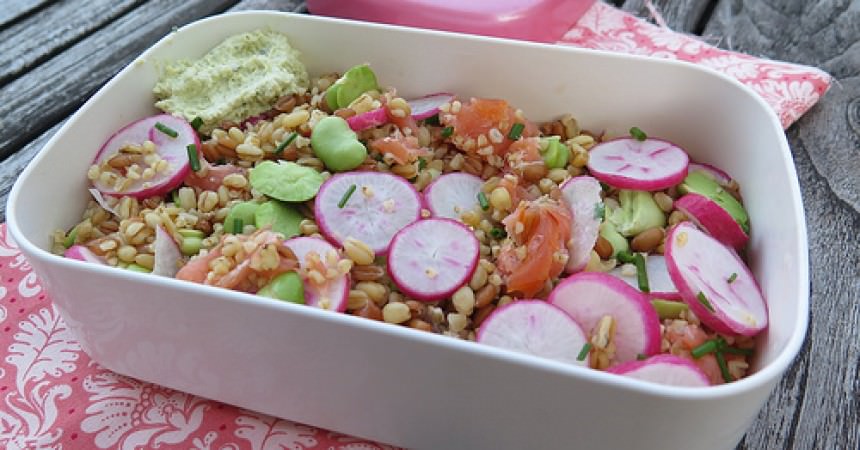 Salade de céréales, fèves & saumon Salade de céréales, fèves & saumon