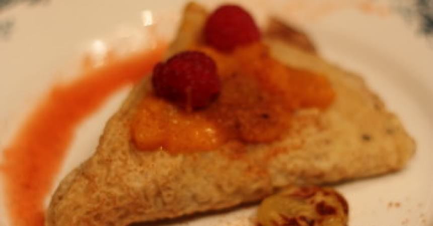 Crêpe, compotée de mangue au citron vert Crêpe, compotée de mangue au citron vert