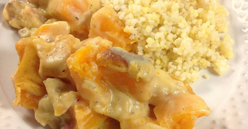 Gratin de courge butternut aux chataignes Gratin de courge butternut aux chataignes