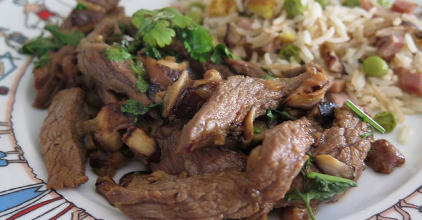 Wok de boeuf aux shiitakes Wok de boeuf aux shiitakes