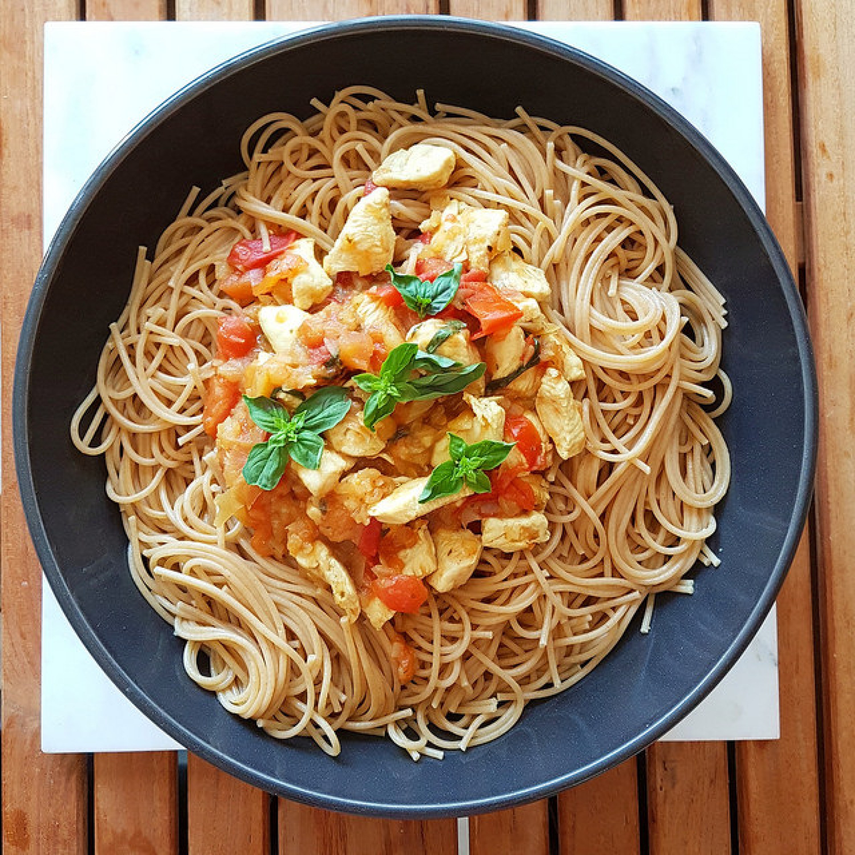 Spaghettis Sauce Tomate Poulet Basilic Audrey Cuisine