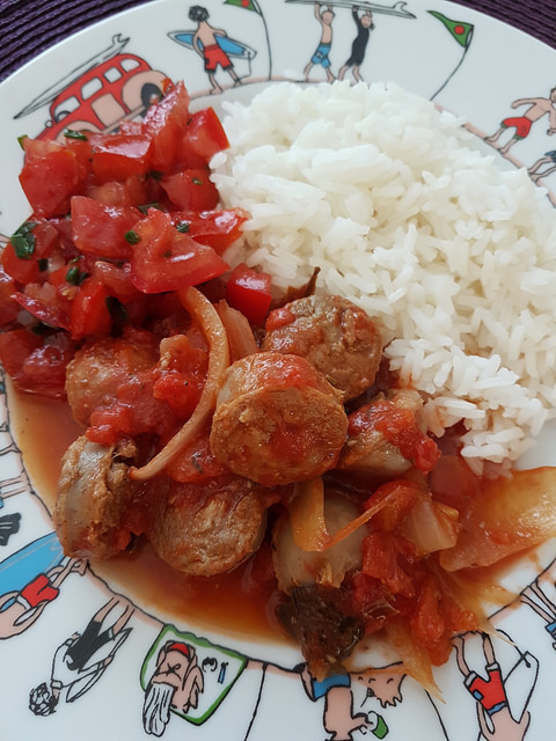 Rougail de saucisses un peu comme sur l’Ile de la Réunion