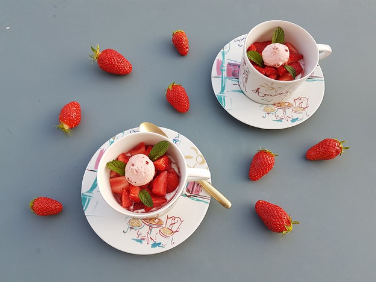 Dessert aux fraises