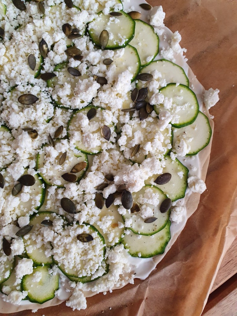 pizza roquette courgette feta