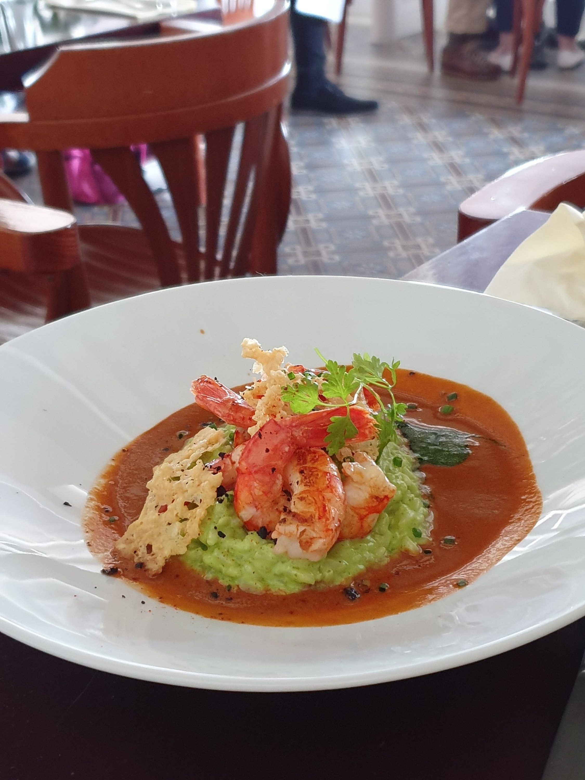 La Belle Epoque - Risotto verde aux grosses crevettes sauvages, crème de crustacés