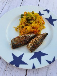 Sardines au cumin, riz aux poivrons
