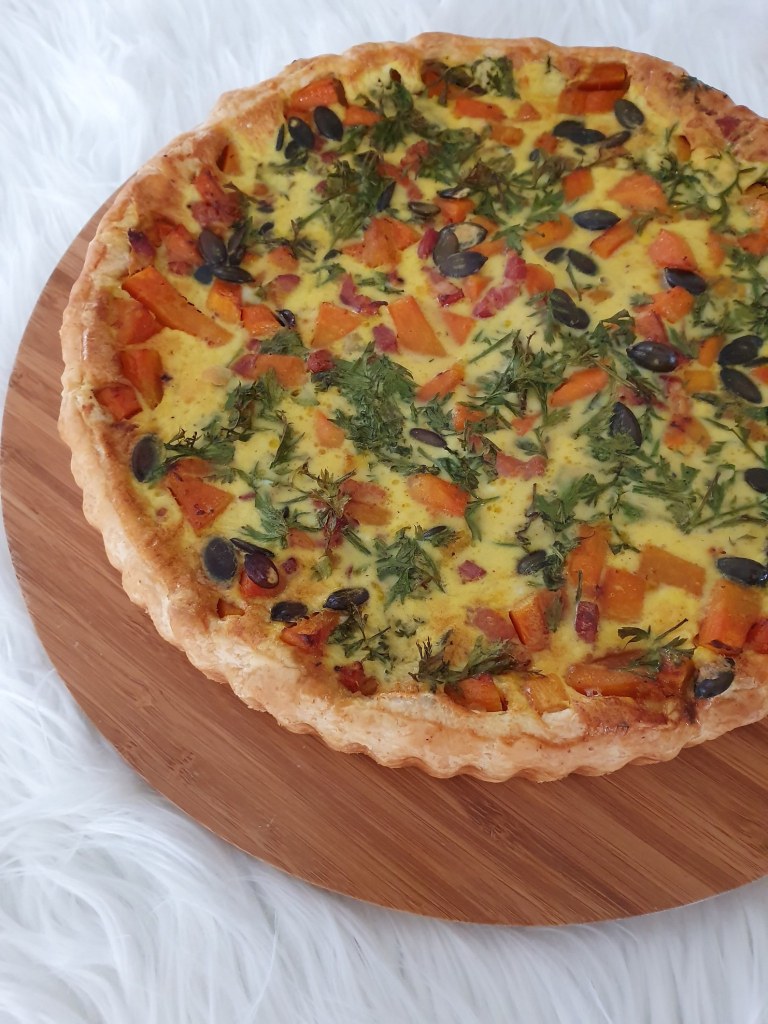 tarte aux lardons et courge butternut