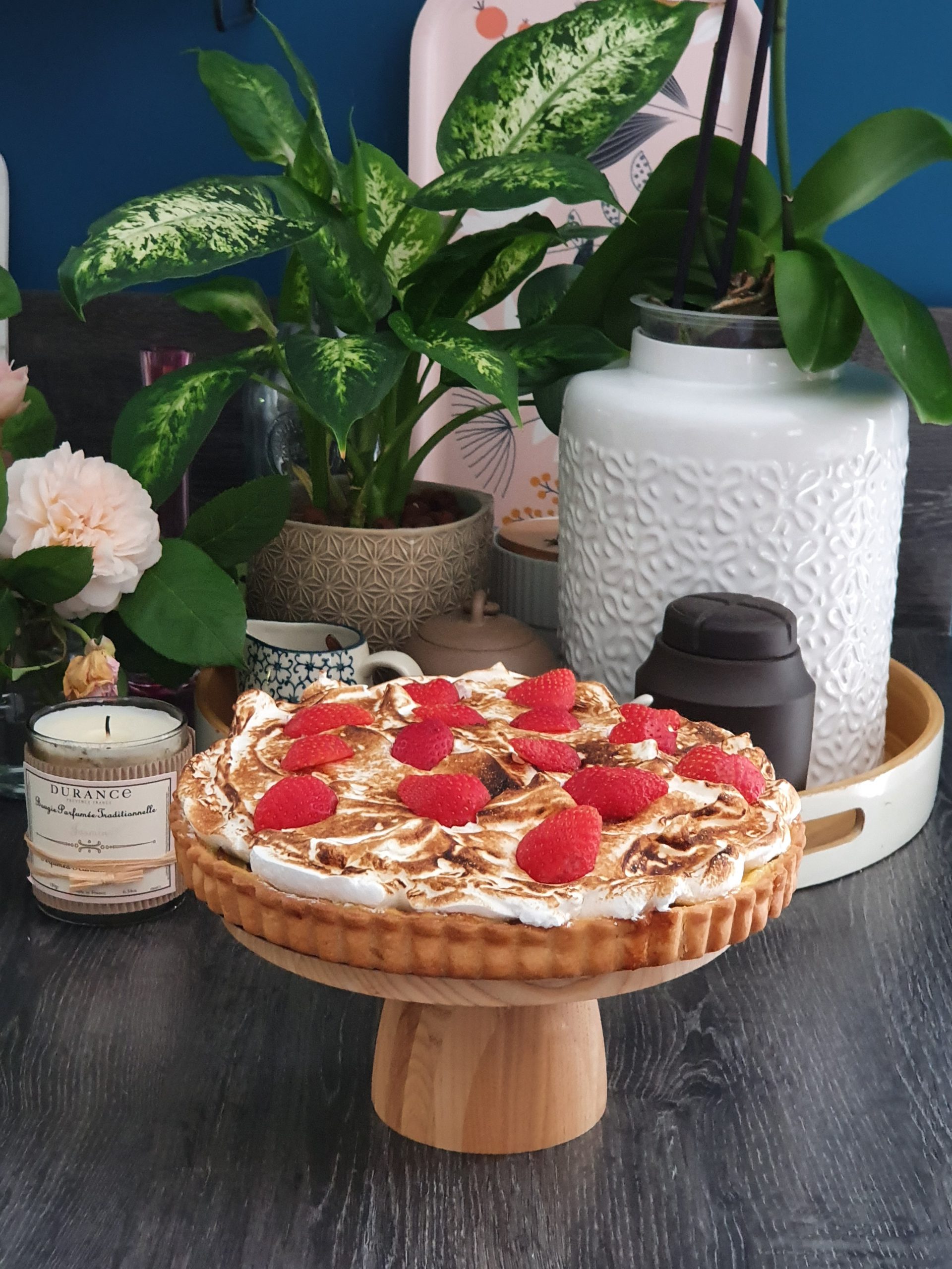 Tarte rhubarbe meringuée