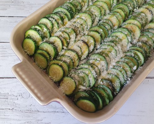 Gratin de courgettes, boeuf et riz