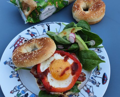 Bagels oeufs poivron