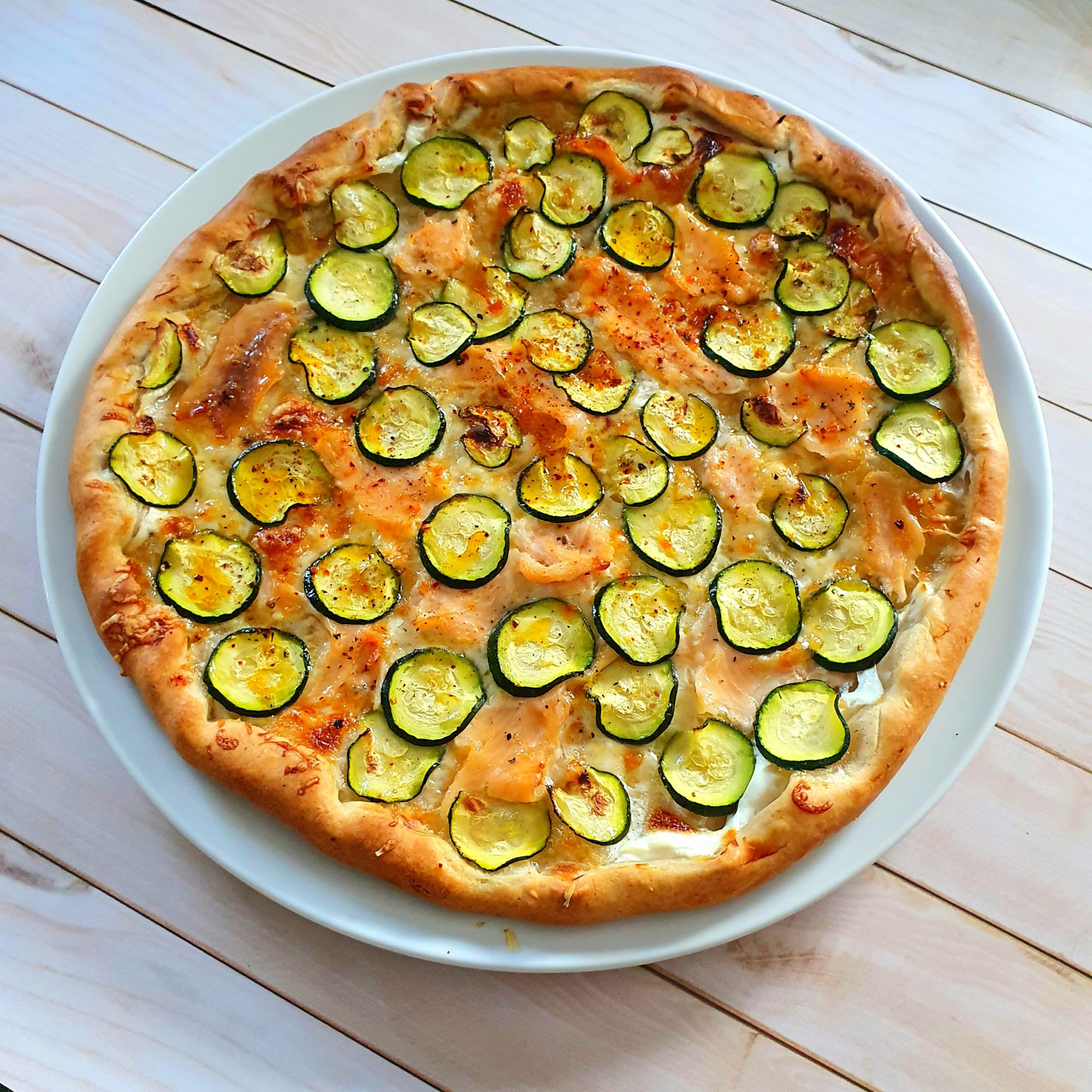 Tarte fine truite et courgette