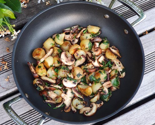 Pommes de terre sautées aux champignons