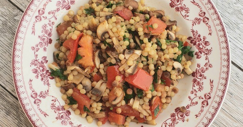 Fregola sarda tomates et champignons
