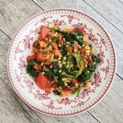 Fregola Sarda tomates, épinards et chorizo