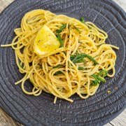 Spaghettis aux anchois et salicornes