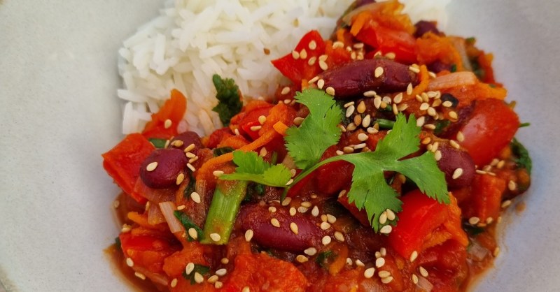 Chili de poivrons rouges au chorizo