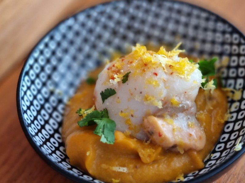 Recette de St Jacques avec de la Butternut et des cèpes