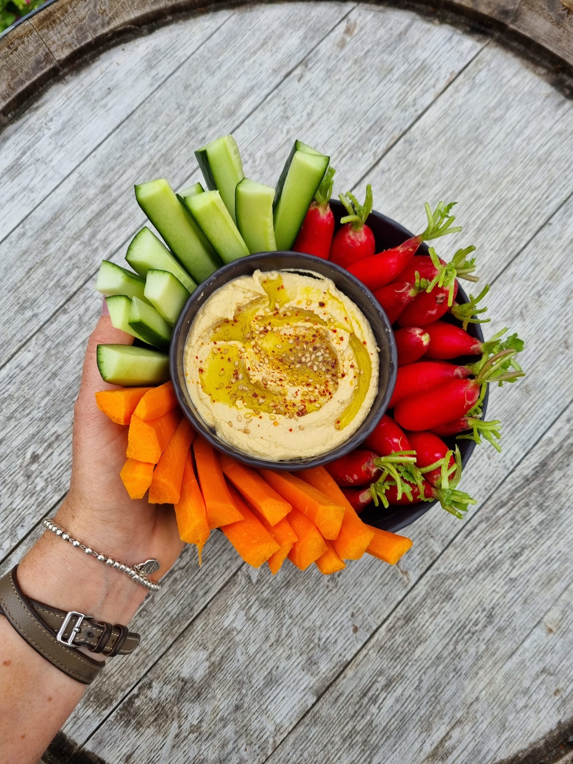 houmous léger et crudités