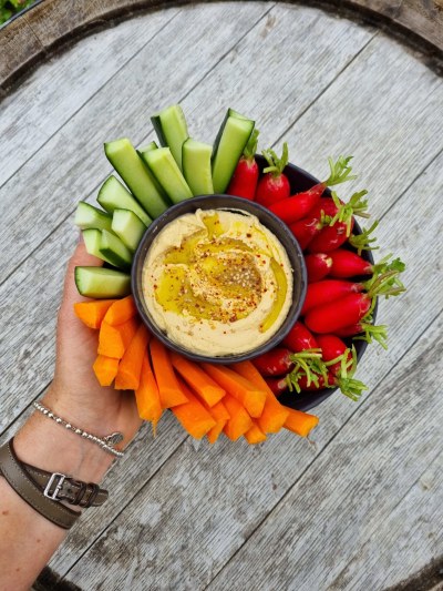 houmous léger et crudités