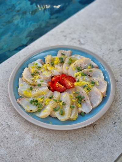 carpaccio de poisson fumé