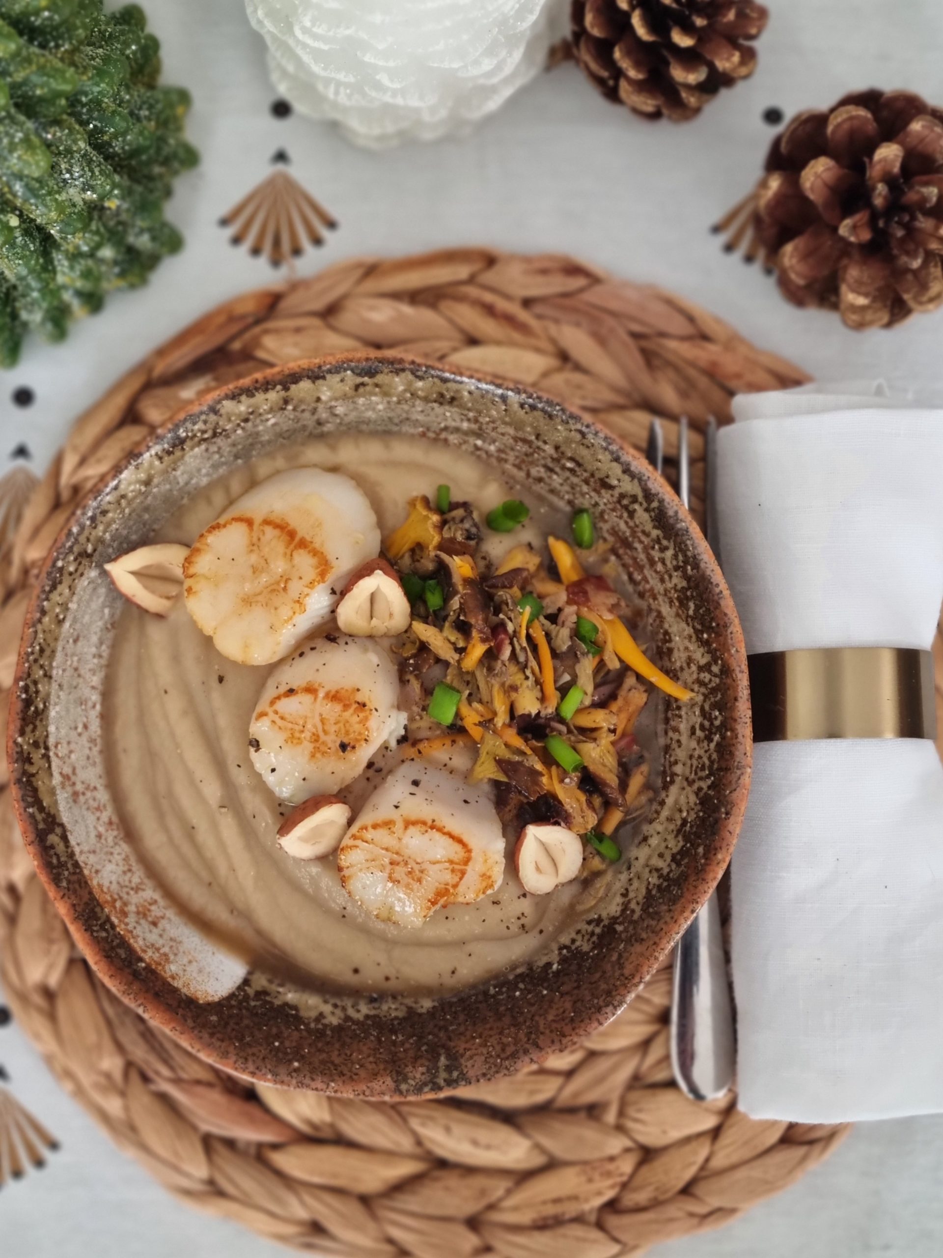 Noix de St Jacques en duo terre mer