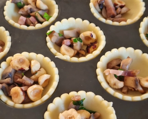 Tartelettes champignons noisettes