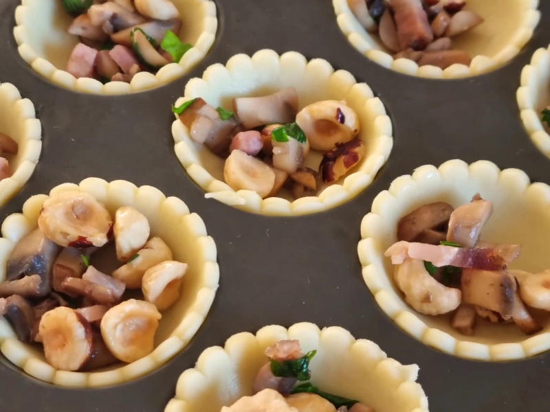 Tartelettes champignons noisettes