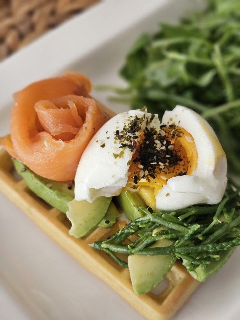 Ma recette de gaufres au four au saumon et à l'avocat 
