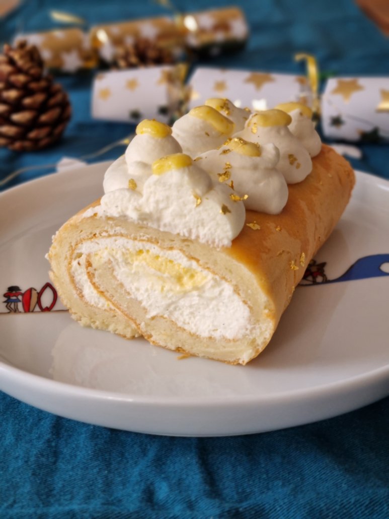 La recette de la Bûche au yuzu avec un biscuit japonais