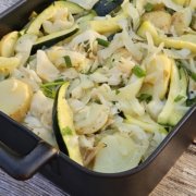 Morue aux pommes de terres, courgettes et citron